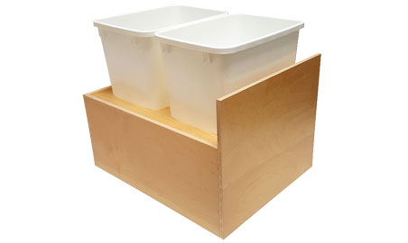Trash can gliding rollout shelves with Blum<sup>®</sup> guides